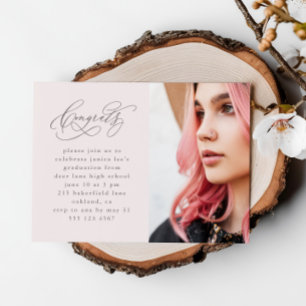 Chic Pink Script Photo Graduation Invitation magné