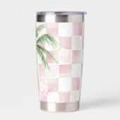 Chic Pink Squares Gouden Palm Tree Leopard Geïsoleerde Drinkbeker (Links)