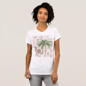 Chic Pink Squares Gouden Palm Tree Leopard T-shirt (Voorkant volledig)