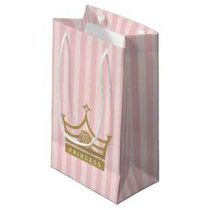 Chic Pink Stripes en Gold Roos Princess Crown Klein Cadeauzakje