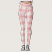 Chic Pink Tartan Leggings - Casual Gift for Her (Devant)