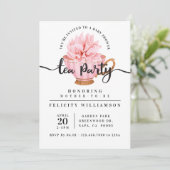 Chic Pink Teacup Tea Party Baby shower Invitation (Debout devant)