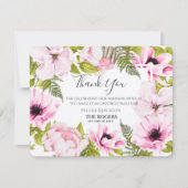 Chic Pink Waterverf Floral Bedankkaart (Voorkant)