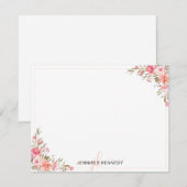 Chic Pink Waterverf Florence Note Card Notitiekaartje (Voorkant / Achterkant)