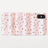 Chic Pink Waterverf & Gold Stippen Monogram Case-Mate iPhone Case (Achterkant (horizontaal))