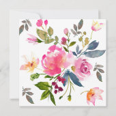 Chic Pink Wildflower Square Wedding Kaart (Achterkant)