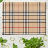 Chic Plaid Warm Tan Base Wit Zwart Bruin Tartan Theedoek (Gevouwen)