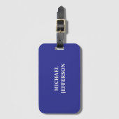 Chic Plain Deep Blue Persoonlijke naam Bagagelabel (Voorkant (verticaal))