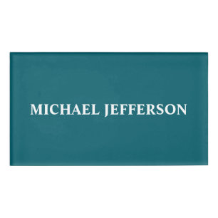 Chic Plain Donkere Blauwgroen Kleur Gepersonalisee Naambadge