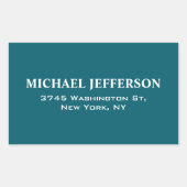 Chic Plain Donkere Blauwgroen Kleur Gepersonalisee Rechthoekige Sticker (Voorkant)