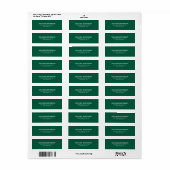 Chic Plain Hunter Groene Kleur Gepersonaliseerde C Etiket (Full Sheet)