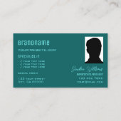 Chic Plain Light Dark Blauwgroen met Monogram en f Visitekaartje (Achterkant)