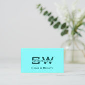 Chic Plain Light Dark Blauwgroen met Monogram en f Visitekaartje (Staand voorkant)