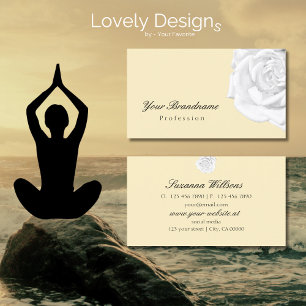 Chic Plain Peach Beige met Schattigee Witte Roos E Visitekaartje