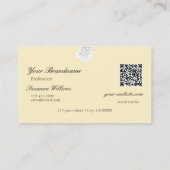 Chic Plain Peach Beige White Rose Logo en QR-code Visitekaartje (Achterkant)