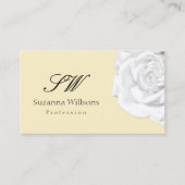 Chic Plain Peach Beige Witte Roos Initialen QR Cod Visitekaartje (Voorkant)