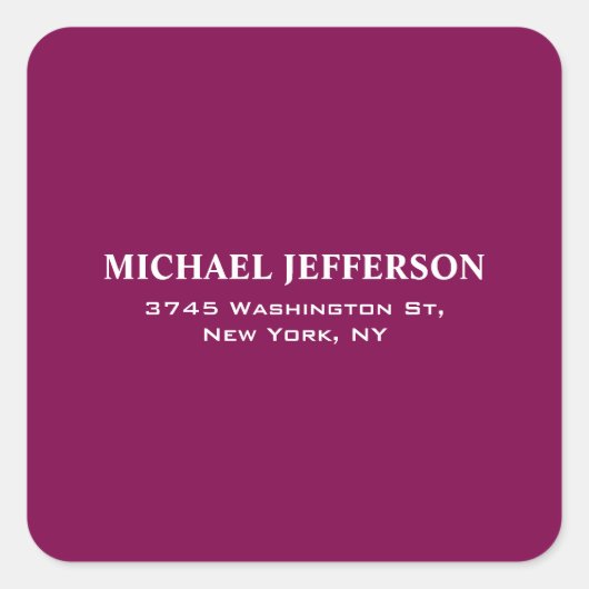 Chic Plain Wijn Kleur Gepersonaliseerde Custom Vierkante Sticker (Voorkant)