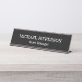 Chic Plain Zwart & Wit Kleur Gepersonaliseerde Cus Bureau Naambordje (Voorkant)