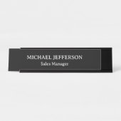 Chic Plain Zwart & Wit Kleur Gepersonaliseerde Cus Bureau Naambordje (Voorkant)