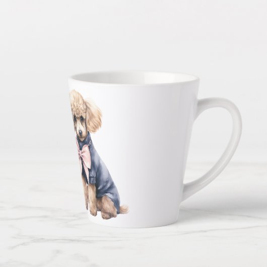 Chic Poedel in roze en blauw Latte Mok (Rechts)