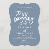 Chic Poing Lettré Faire-part de mariage Dusty Blue
