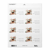 Chic Poinsettia open haard warm kerstadres Etiket (Full Sheet)