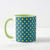 Chic Pois Jaune Vert sur Mug Bleu Ringer (Gauche)