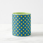 Chic Pois Jaune Vert sur Mug Bleu Ringer (Centre)