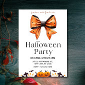 Chic Polka Dot Bow Invitation de la fête d'Hallowe