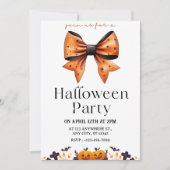 Chic Polka Dot Bow Invitation de la fête d'Hallowe (Devant)