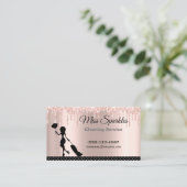 Chic Polka Dot Glitter Drip Maid Cleaning Services Visitekaartje (Staand voorkant)