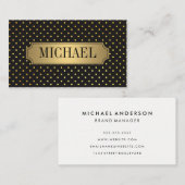 Chic Polka Dot Pattern Luxe Gold Metallic Visitekaartje (Voorkant / Achterkant)
