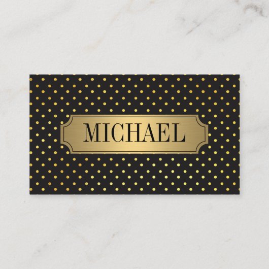 Chic Polka Dot Pattern Luxe Gold Metallic Visitekaartje (Voorkant)