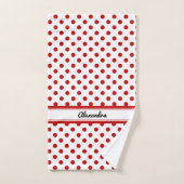 Chic Polka Dot Rouge Blanc Arrière - plan (Serviette à main)