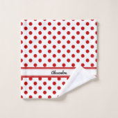 Chic Polka Dot Rouge Blanc Arrière - plan (Gant de toilette)