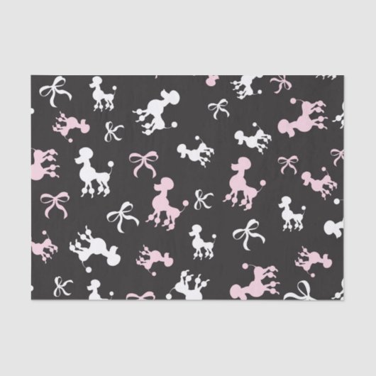 Chic Poodles Roze en Zwart Tissuepapier (Voorkant)