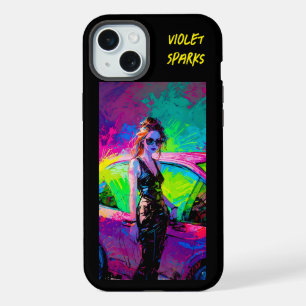 Chic Pop Art Anime Vrouw met Auto iPhone case iPhone 15 Plus Case