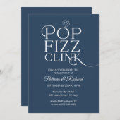 Chic Pop Fizz Clink Engagement Party Invitation (Devant / Derrière)
