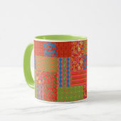 Chic Poppies Faux patchwork Ringer Coffee Mug (Devant gauche)