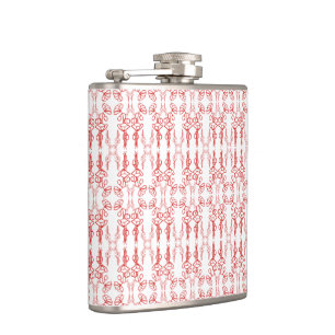 Chic Poppy Outline Red op White Hip Flask Heupfles