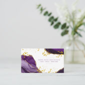 *~* Chic Popular Gold Glitter Paars Agate Girly Visitekaartje (Staand voorkant)