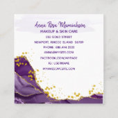 *~* Chic Popular Gold Glitter Paars Geode Agate Vierkante Visitekaartje (Achterkant)