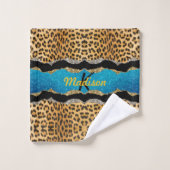 Chic poster de animal turquoise parties scintillan (Gant de toilette)