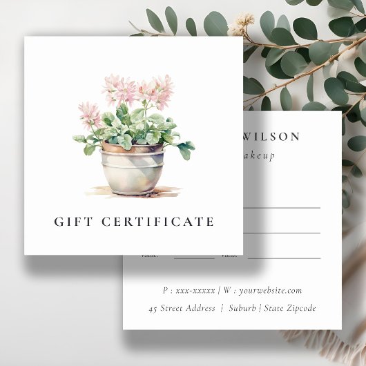 Chic Pot Floral House Plante Certificat cadeau