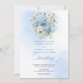 Chic Powder Blue Hydrangea Floral Wedding Invite Kaart (Voorkant)