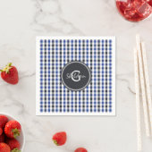 chic preppy blue zwarte gingham patroon monogram servetten (Insitu)