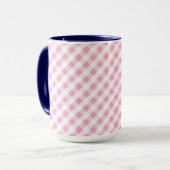chic preppy roze navy gingham patroonmonogram mok (Voorkant links)