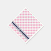 chic preppy roze navy gingham patroonmonogram servetten (Hoek)