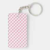 chic preppy roze navy gingham patroonmonogram sleutelhanger (achterkant)