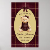 Chic Preppy Teddy Bear Baby Shower Poster (Voorkant)